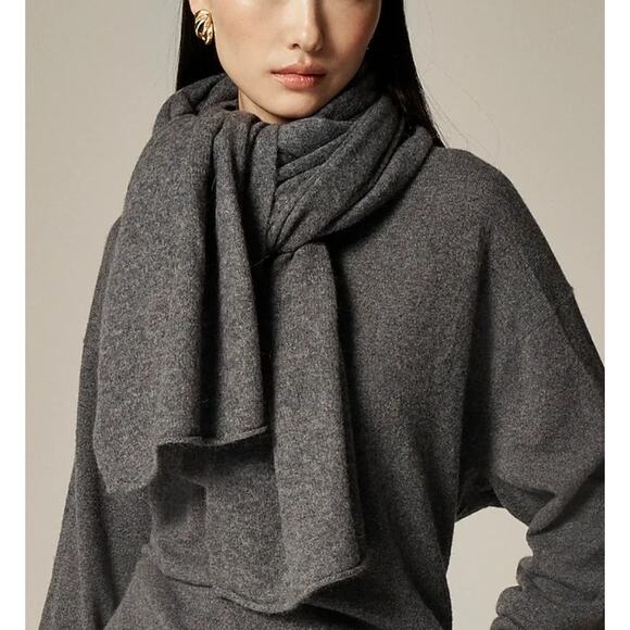 J. Crew Oversized Cashmere Wrap with KMC Monogram - Picture 2 of 8